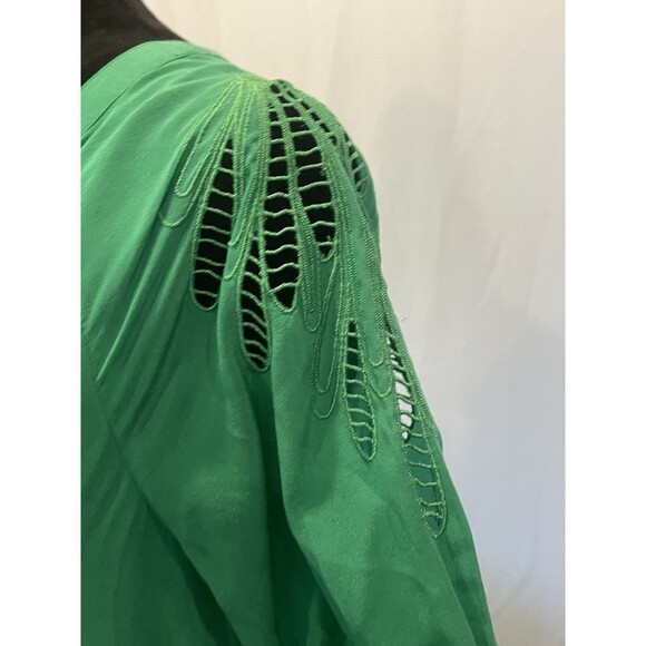 Ladies Green XXI Silk Dress Beach Resort wear Tunic Style Coastal Embroidery SM - Picture 3 of 6